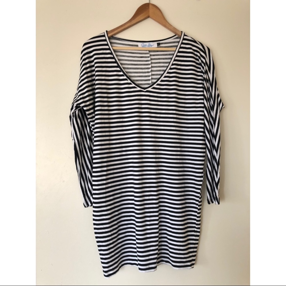 Ava Sky striped long sleeve dress
